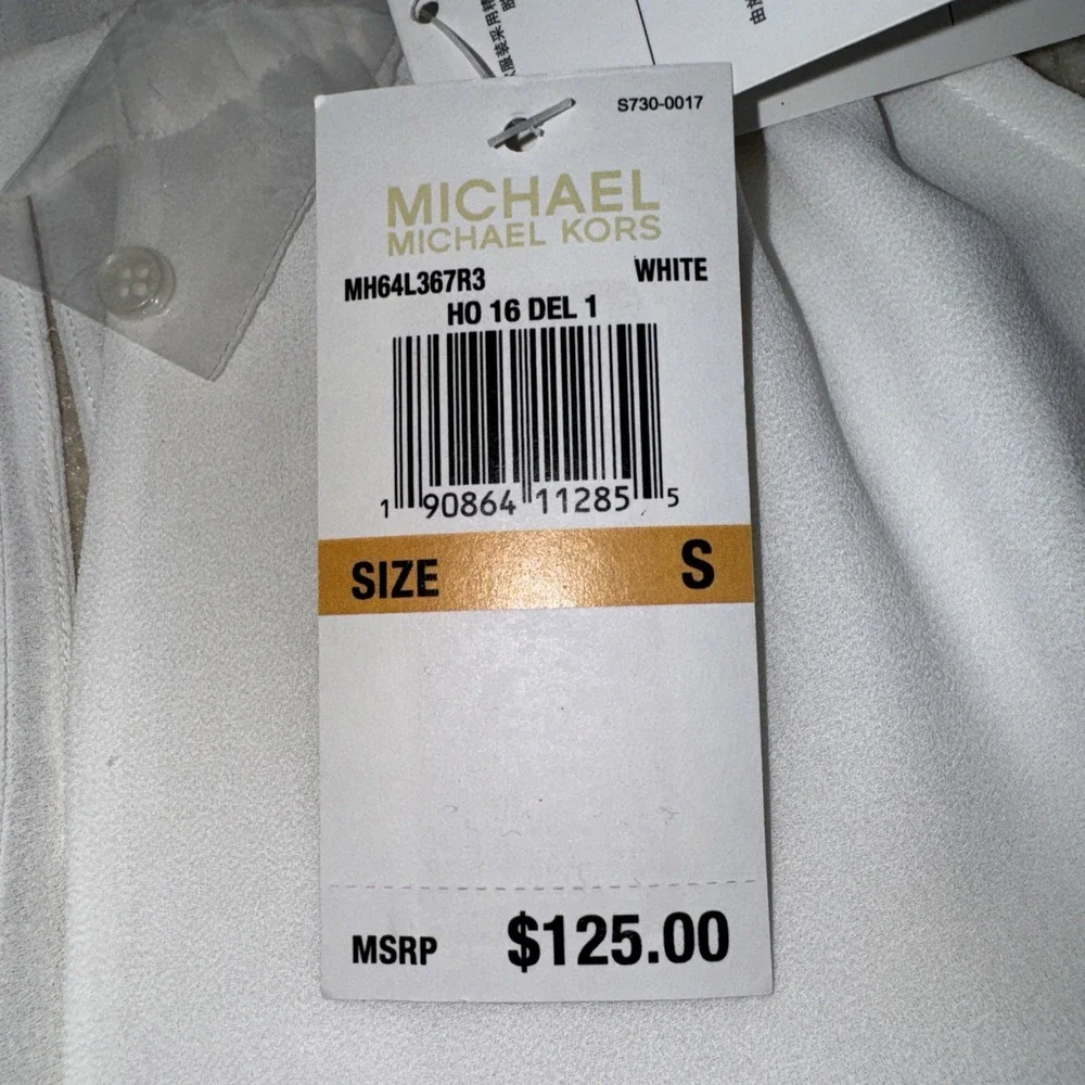 Michael‎ Kors Halter Top Women Small White Black Sequin Hem MH64L367R3 New